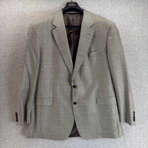 Brooks Brothers Mens Blazer‎ Jacket Size 48 L Silk Wool Black Tan Houndstooth